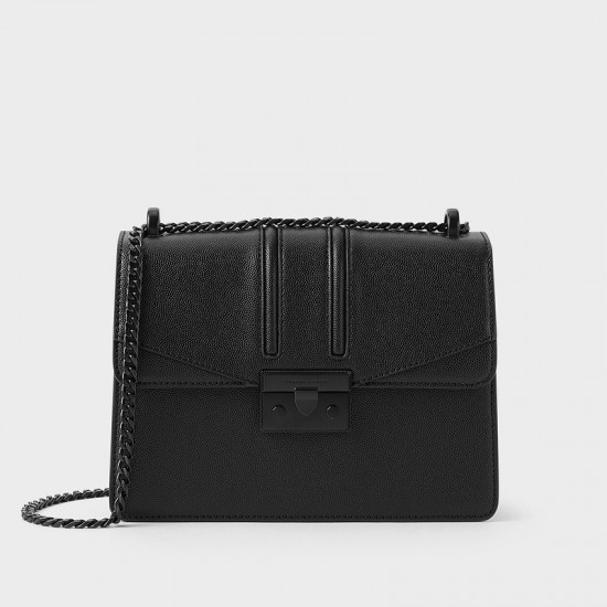 Charles Keith Chain Flap Shoulder Bag Ultramatteblack Charles Keith Chain Flap Shoulder Bag Ultramatteblack